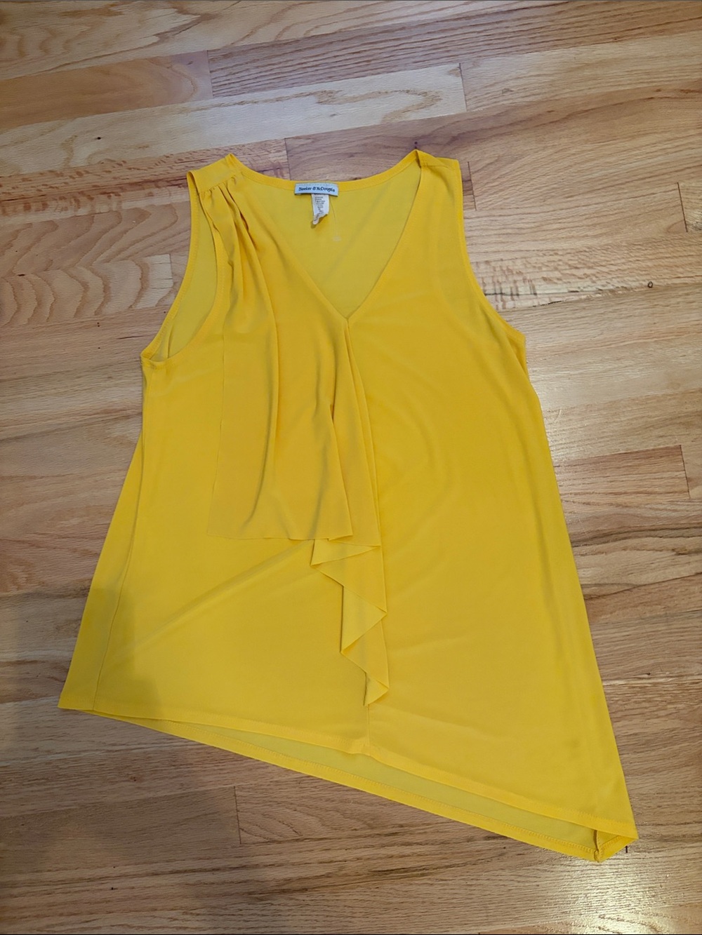 Bleeker & McDougal Yellow Asymmetrical Ruffle Sleeveless Blouse Size S